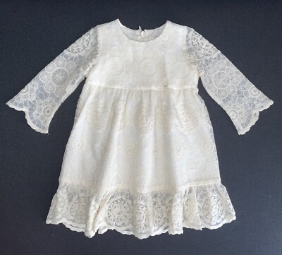 NINNAOH Baby Girl Tulle Luxury Embroidered Dress Size 9M / 74CM Made in Italy 