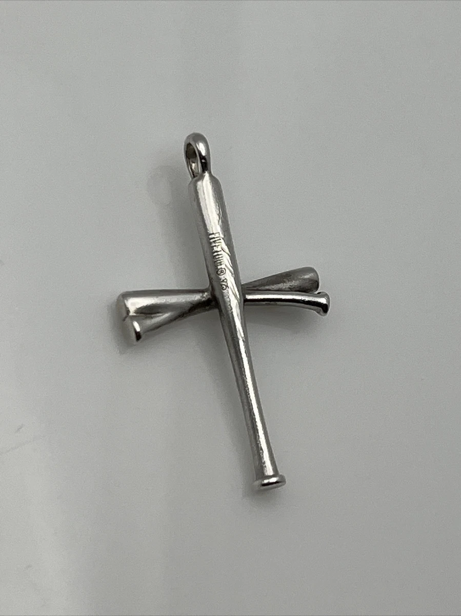 Sterling silver baseball clearance bat cross necklace