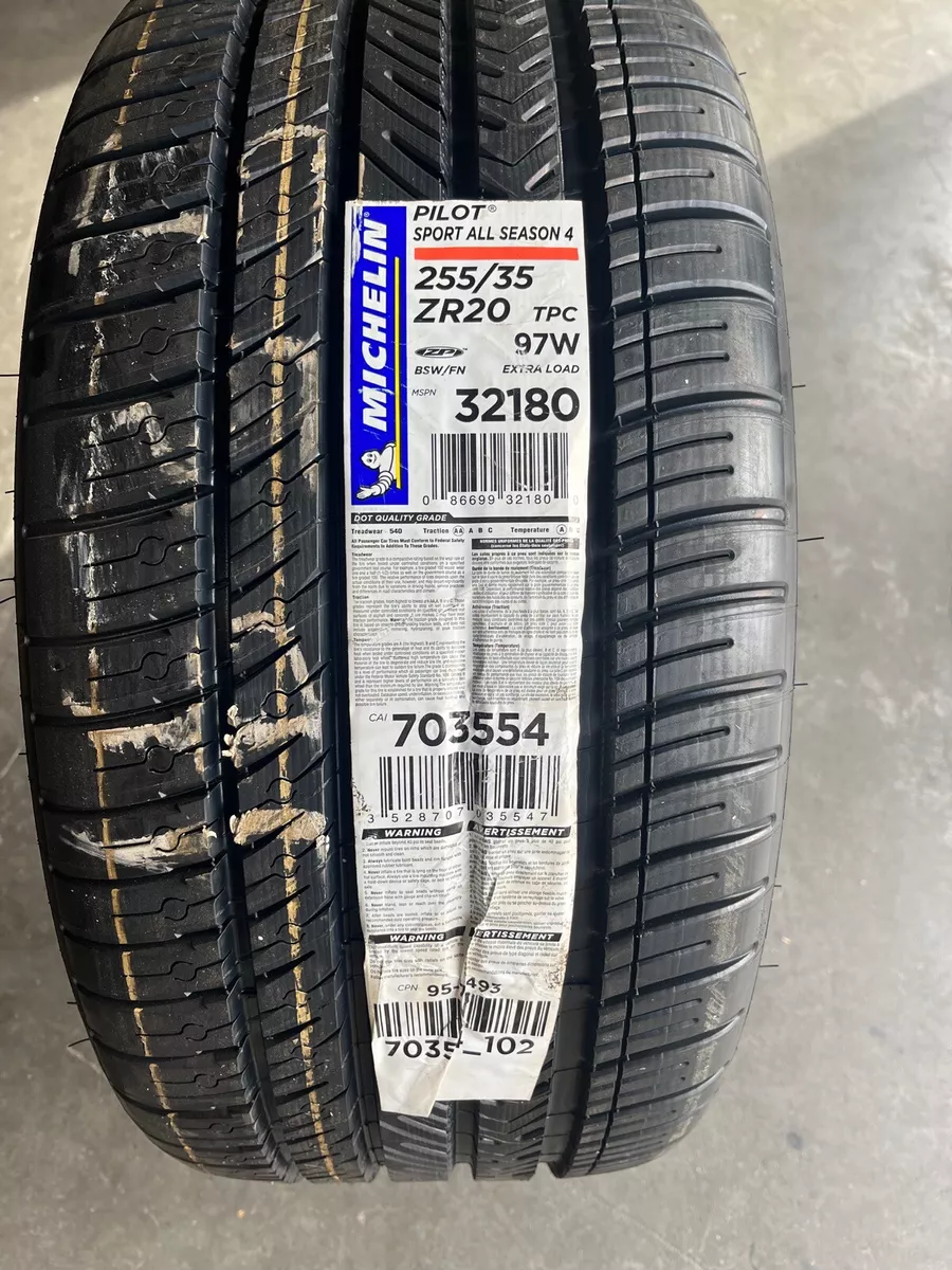 New 255/35ZR20 Michelin Pilot Sport A/S 4 ZP RUN FLAT- 14/32 (Fits