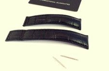 New Black Leather Watch Band for Tag Heuer Carrera Chrono Deployant Clasp 22mm