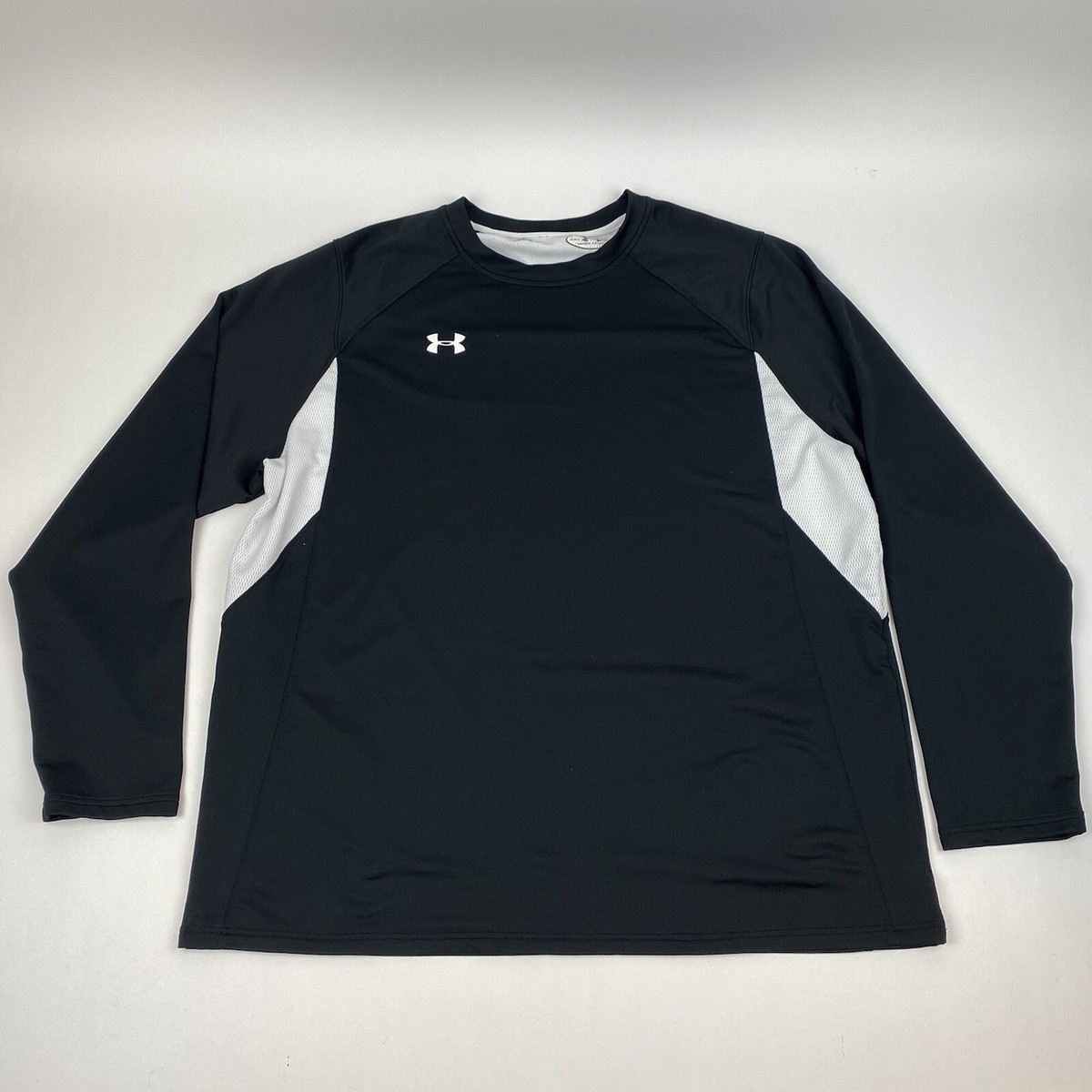 Under Armour Long Sleeve Shirt Black White Pullover Men's XXL Crew