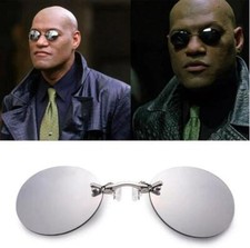 1pc Clip On Nose Glasses Round Rimless Matrix Morpheus Sunglasses Mini Frameless