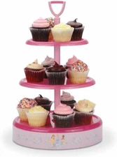 Disney Princess Lazy Susan 3-Tier Serving Electric Rotating Dessert Cupcake Tray