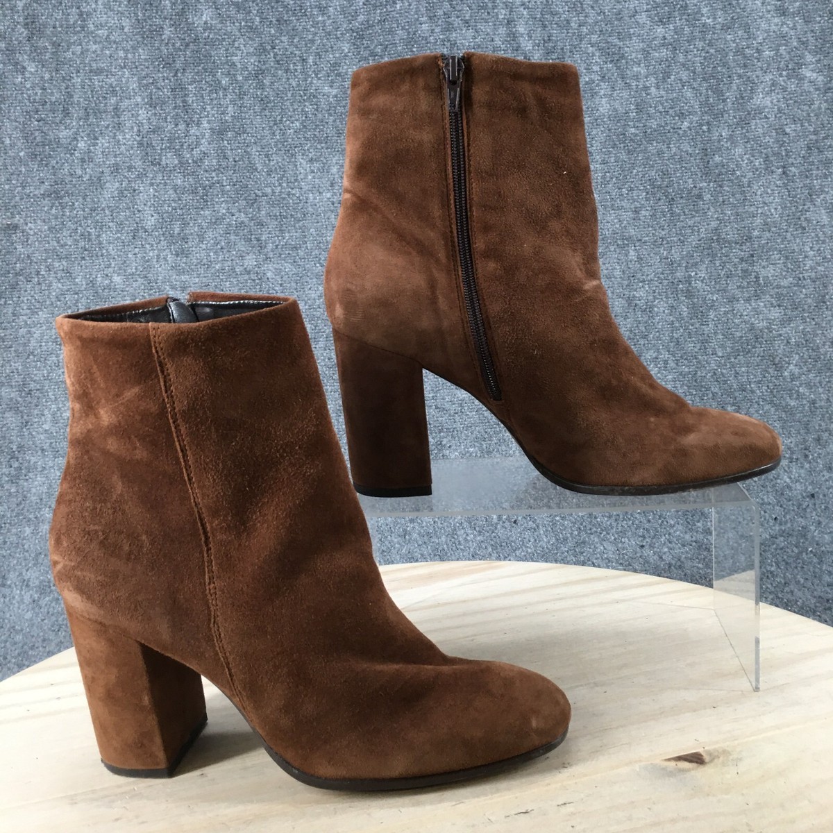 Aldo Boots Womens 10 Ankle Booties Block Heels Casual Brown Suede