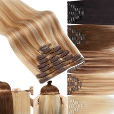 CLEARANCE 100 Human Hair Extensions Clip In Real Remy Full Head Straight WEFT w