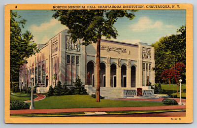 Vintage Postcard NY Chautauqua Institution Norton Memorial Hall Linen -4922