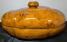 Ceramic Baked Potato-Shaped Serving Dish Bowl Casserole with Lid - Vintage