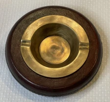 Leather Ashtray with Removable Brass Insert 6.5" Diameter