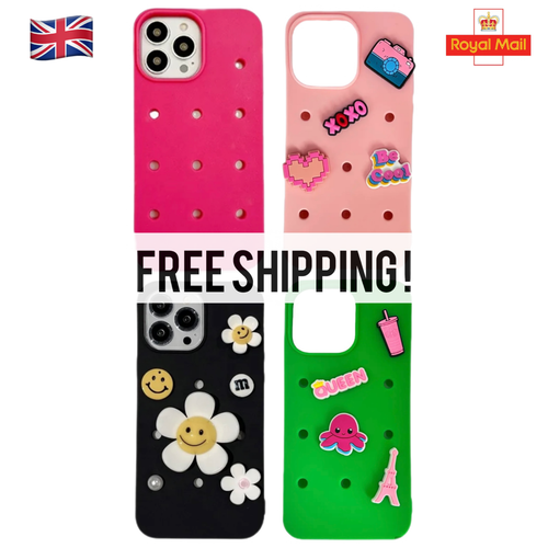 Croc Charms Jibbitz iPhone Case for 11 12 13 14 Cute Silicone Phone