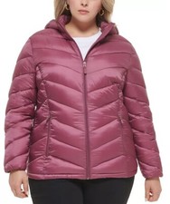 Charter Club Women's Plus Size Hooded Packable Puffer Coat Plumberry 1x
