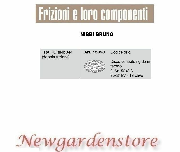 Disco Frizione Rigido 35x31EV Z18 per Nibbi Bruno 15098 - 344