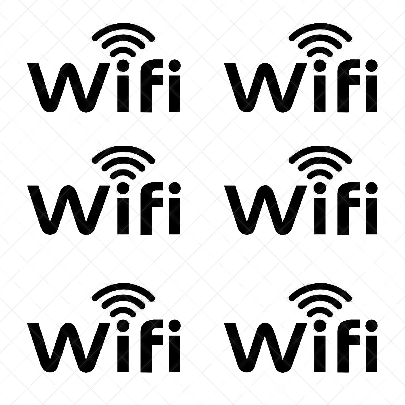 WiFi Text Vinyl Decal 6-Pack – Signal Stickers for Indoor & Outdoor Use