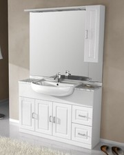 Mobile bagno a terra 120 cm semincasso 3 ante, 2 cassetti e specchio con pensile