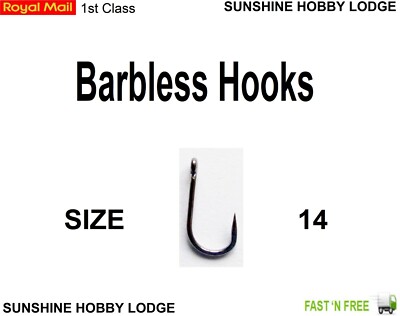coarse fishing hooks uk Barbless eyed size 8,10,12,14,16,18 (12) Sports & Outdoors Hooks To Nylon | Tackleuk