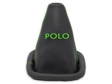 SCHALTMANSCHETTE FÜR VW POLO 6N2 2000-2001 SCHALTSACK LEDER STICKEREI GRÜN
