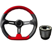 ROT SCHWARZ D2 GESCHIRRTES SPORTLENKRAD + BOSS KIT FÜR HYUNDAI 049