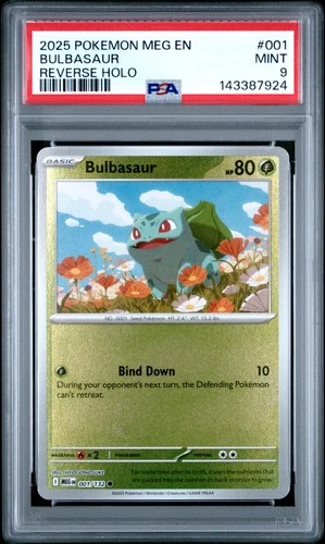 2025 POKEMON MEG EN-MEGA EVOLUTION REVERSE HOLO #001 BULBASAUR PSA 9
