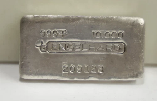 Vintage Engelhard 10 oz .999 Bar Poured Bull Logo 209128