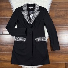 Dress The Population Women's Size Medium Black Sequin Berkley Mini Blazer Dress