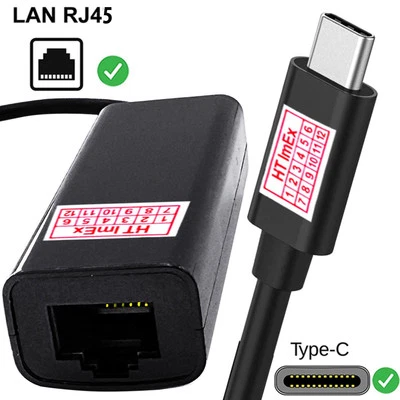 Schwarz USB C 3.1 to LAN Adapter Ethernet Kabel Patchkabel DSL RJ45 Netzwerk - Bild 1 von 4