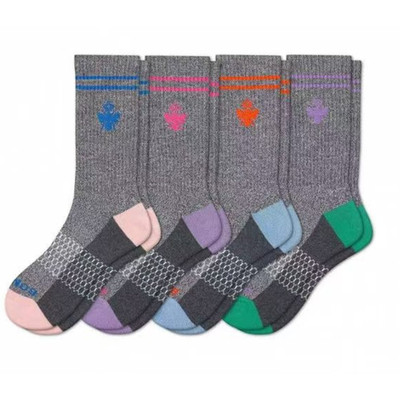 4 Pairs BOMBAS Women's Cushion Calf Socks Honeycomb Gray Size Medium 4 Colors