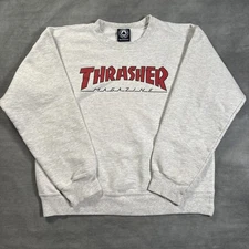 Thrasher Magazine Skateboards Logo Crewneck Sweatshirt Size SMALL Gray Y2K