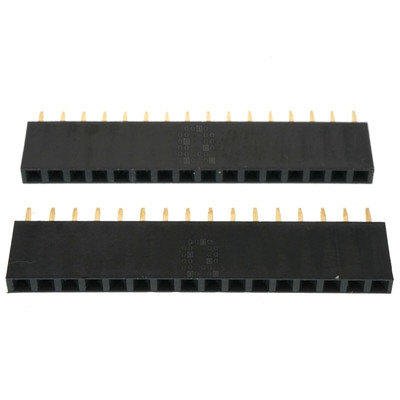 1x16 Single Row Female Straight Pin Header, 2.54mm Pitch, 2-Pack