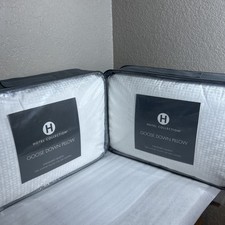 Hotel Collection Goose Down Standard Pillows Firm Support 2 Pillows New