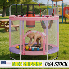 55" Trampoline For Kids With Enclosure 440lbs Capacity Trampoline Indoor Outdoor