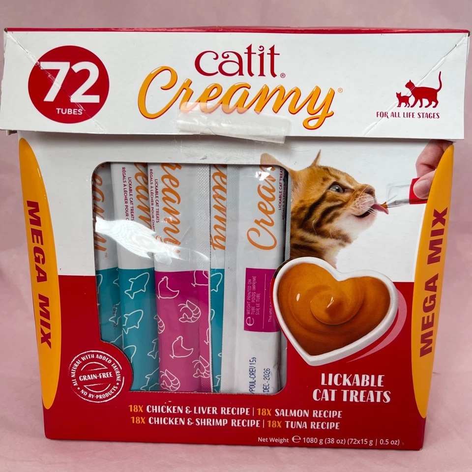 Mega mezcla de golosinas cremosas para gatos Catit 72 unidades paquete de variedad de 4 sabores gatito Foto 2 de 4