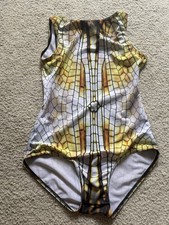 Maldire Yellow  White Leotard Ballet Danceware Size M
