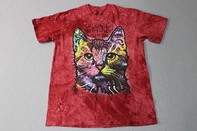 The Mountain Shirt Mens Medium Red Tie Dye Cat Graphic All 9 Lives With You