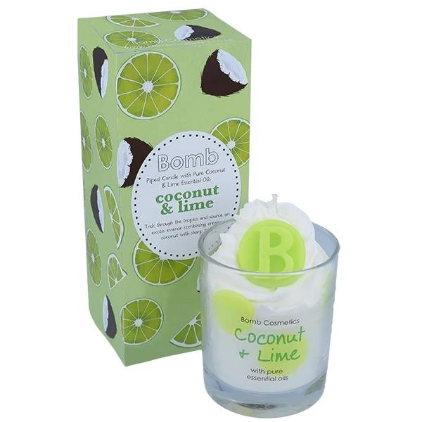 Scented Candle Tropical Bomb Cosmetics Coconut Lime Piped Glass Jar