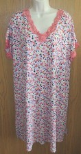 SECRET TREASURES CORAL FLORAL LACE poly GRANNY cool breezy nightgown XL 16/18