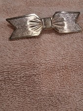 Vtg GallIia Gold Tone Textured Metal Bow Barrette Hair Clip Made in France 3.5"