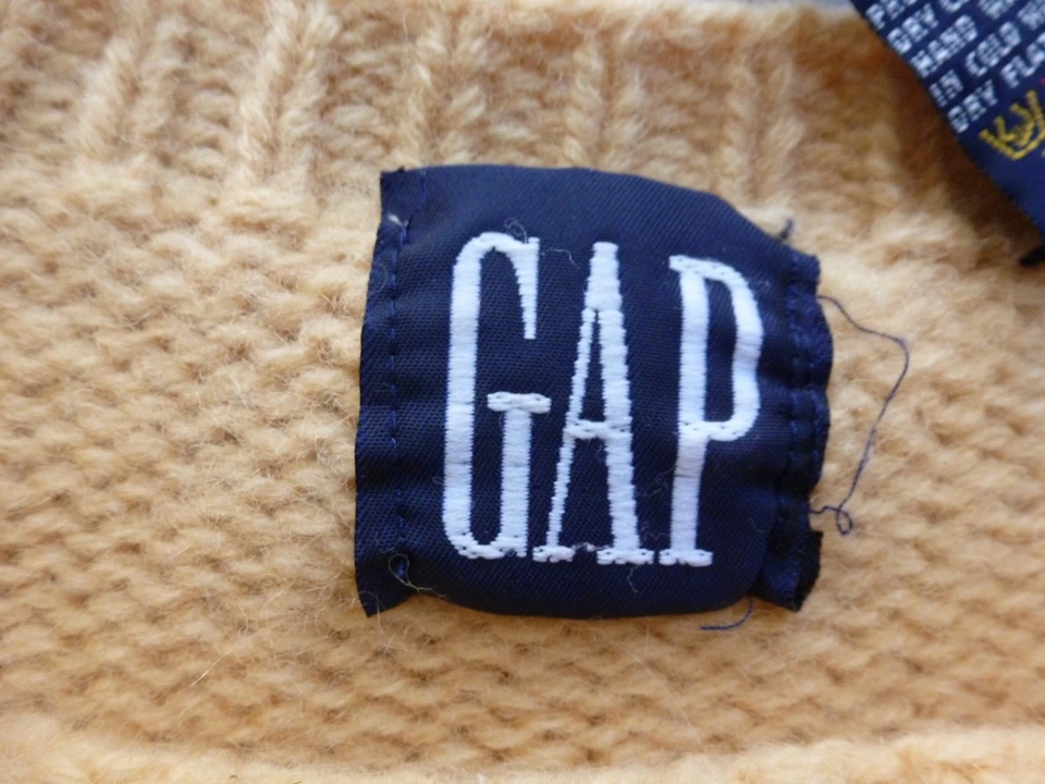 Suéter De Colección Gap Shetland Lana L Amarillo Esquí Carrera Tejido a Mano Pullover Años 80 90 Foto 3 de 4