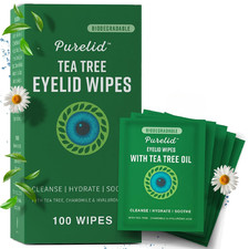 100PCs Tea Tree Eyelid Wipes Cleaning Eye Wipes for People with Dry Eyes All
