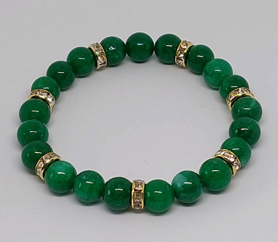Naturstein Perlen Armband Grüne Jade 8mm Schmucksteinperlen/Halbedelsteinperle - Bild 4 von 4