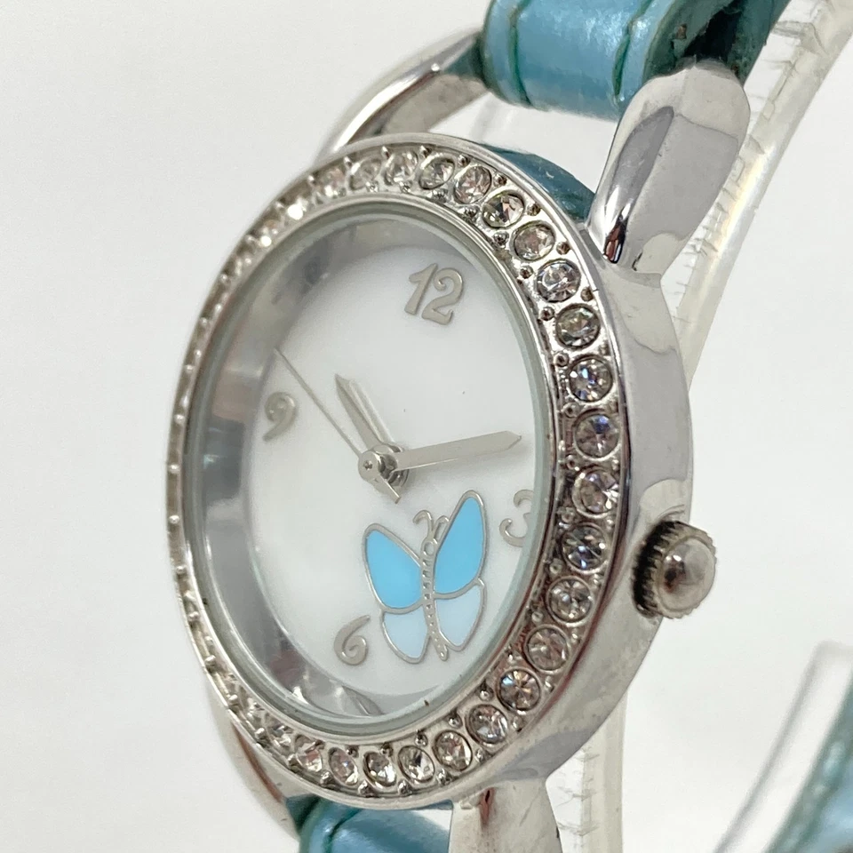 Reloj Butterfly Mujer 26mm Tono Plateado MOP Pave Cristal Brillante Batería Nueva 7.75" Foto 4 de 4