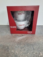 Costa Coffee Two Cups & Saucer Set Brand New In Original Box Unused