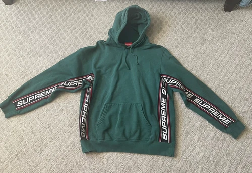 Sweat à capuche Supreme Text Rib homme vert moyen authentique streetwear LIRE*
