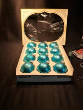 Vintage SHINY BRITE 12 Christmas Ornaments Silver Glass Plastic Caps Christmas