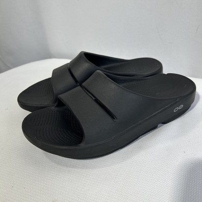 Oofos Ooahh Recovery Casual Sandals Women's Size 8 Black EU 39