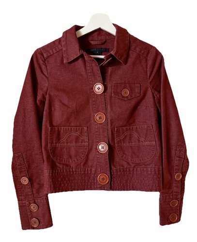 Vintage Y2K Marc Jacobs Mainline Burgundy Jacket Sz 4 Cloud Stitching Poland