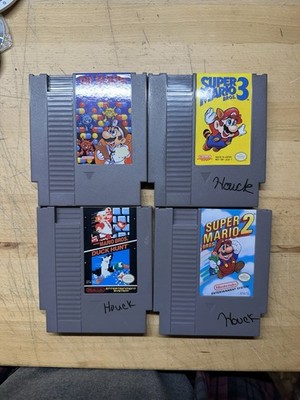 Lot Of 4 Nintendo Games Mario 1 2 3 Duck hunt Dr. Mario NES Cartridges