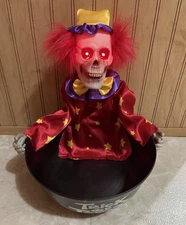 RARE Skeleton Talking Clown Animated Lights Candy Bowl Halloween Trick or Treat