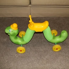 Vintage 1970s Hasbro Inch Worm Inchworm Ride On Toy Clickety Sound Children Kids