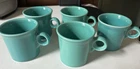 Set of 5 Fiesta Ware O Ring Handle Coffee Mug HLC Turquoise / Peacock Tea Cup