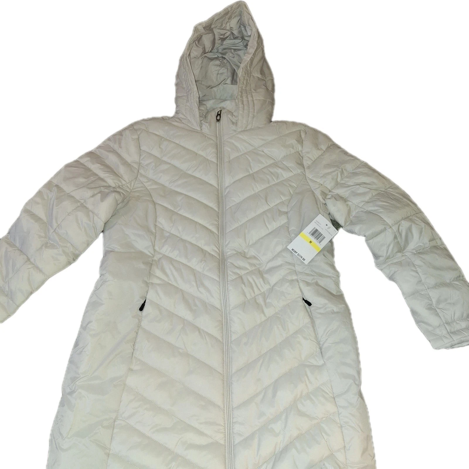 Spyder Women Boundless Long Therma Web Puffer Coat Jacket M Moonbeam Water Repel