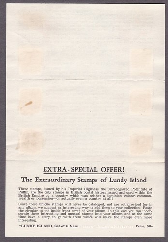The Stamps of Lundy Island - Set of 6 - Souvenir Story Sheet - Picture 2 of 2